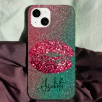Modern Glam Glittery Kiss Lipstick Imprint  Case-Mate iPhone 14 Case
