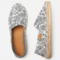 Abstract Pretty Gray Lacy Roses Pattern Espadrilles