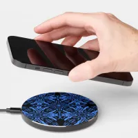 Folkart pattern navy and light blue  wireless charger