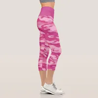 Cute Pink Camouflage Camo Capri Leggings