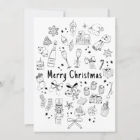 Quirky Modern One Photo Black & White Xmas Card