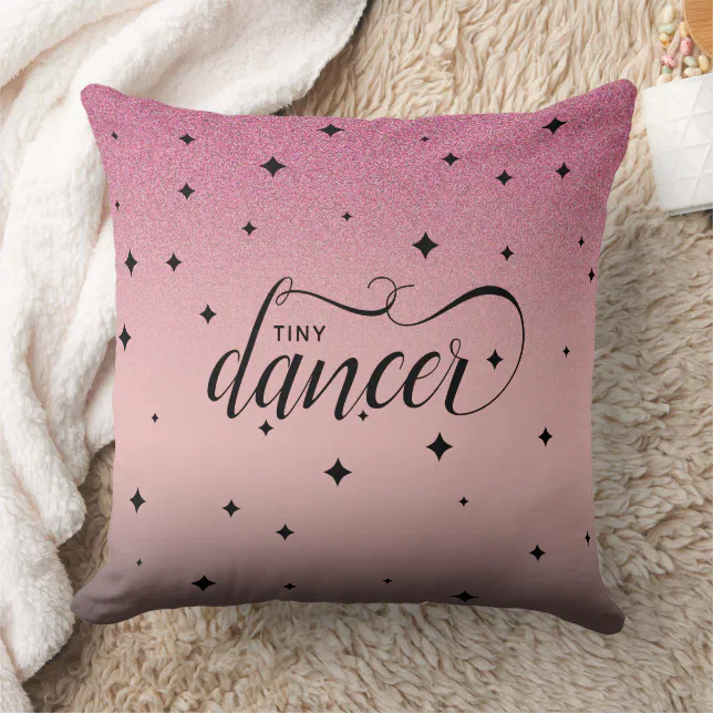 Cute Ombre Pink Glitter Starry Tiny Dancer Throw Pillow