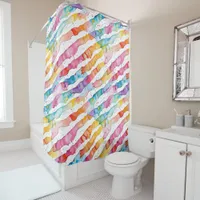 Colorful Watercolor Abstract Stripes  Shower Curtain