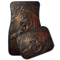 Fierce Beauty of Dragon Art in imitation Leather Car Floor Mat