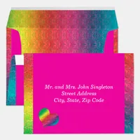 [Rainbow Crinkle Wedding] Heart Butterfly Pink Envelope