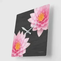 Elegant Floating Pink Lotus Flowers Square Wall Clock