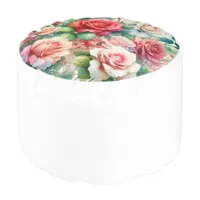 Whimsical Rose Pattern Pouf