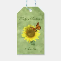 Pretty Yellow Sunflower and Orange Butterfly Gift Tags