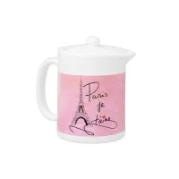 Paris I Love You Pink ID914 Teapot