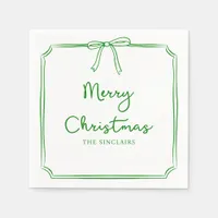 Personalized Minimalist Bow Design Christmas Party Napkins