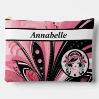 Art Deco Pink Beaded Girl Print Cut Sew Bag