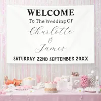 Elegant Black And White Minimalist Wedding Welcome Banner