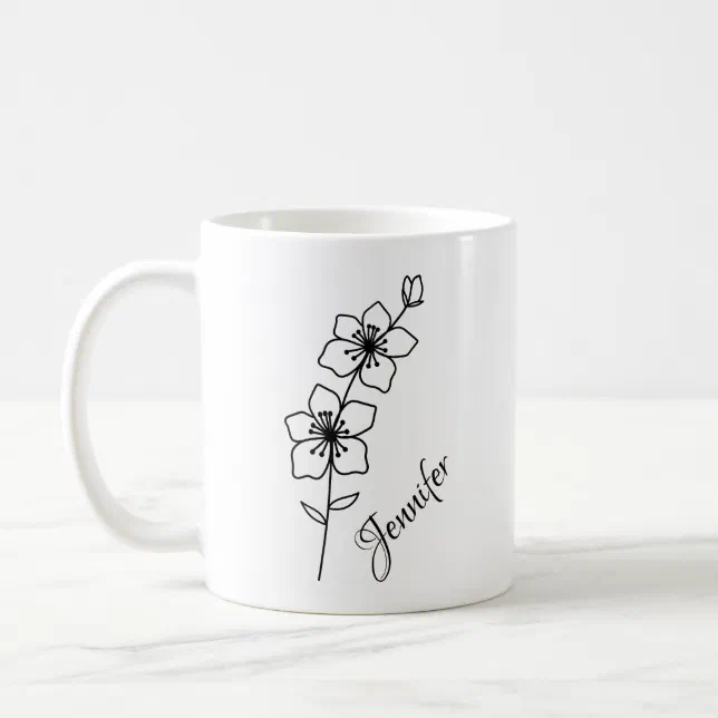 Personalized Birth Flower With Name - MARCH  Coffee Mug