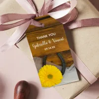 Yellow Daisy Horseshoe Western Wedding Favor Tags