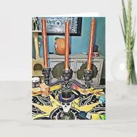 Halloween Candelabra and Skull Halloween Card