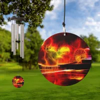 Santa Monica Pier Neon Fire Flames Wind Chime