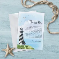 Modern Lighthouse Watercolor Nautical Wedding  Thank You Card