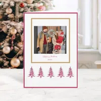 Red Pagoda Christmas Trees 1-Photo  Card