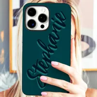 Modern Teal Minimalist Script Name iPhone 16 Pro Max Case