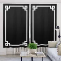 Black and White Greek Key Border Blackout Curtains