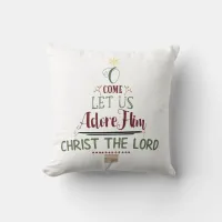 Rustic Christian Christmas Carol Typography Plaid Throw Pillow