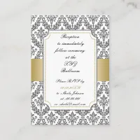 gold damask wedding Reception   Cards