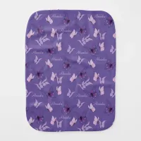 Pretty Pink and Purple Butterflies Baby Burp Cloth