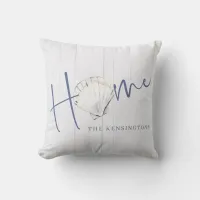 Nautical Seashell Home | Coastal Wood Throw Pillow