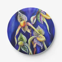 Blue orchids  painting paper plates