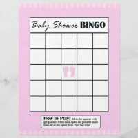 Pink Double Sided Baby Shower Game BINGO/Daddy Flyer