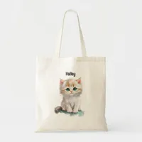 Charming Watercolor Kitten with Blue Eyes  Tote Bag