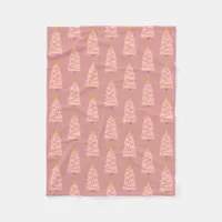 Modern Pink Christmas Tree On Mauve Fleece Blanket