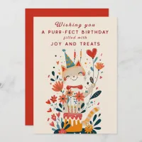 Funny Cat Garden Birthday Invitation Card