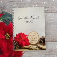 Rustic Red Poinsettia Woodland Winter Wedding Notebook