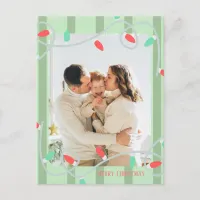 Green Striped Family Photo Christmas Card