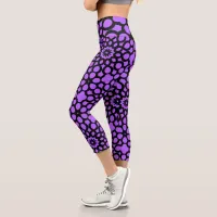 Purple and Black Snowflake pattern Capri Leggings