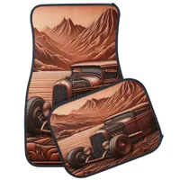 Stunning Leather-Inspired Hot Rod Artwork Car Floor Mat