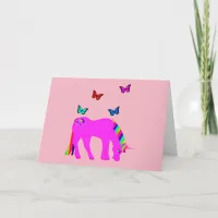 Purple Unicorn & Butterflies Folded Greeting Card