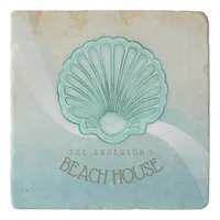 Beach House Clam Shell Aqua Blue ID623 Trivet