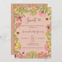 Sweet 16 Summer Pink Floral Boho Birthday Party Invitation