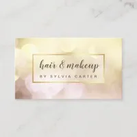 Elegant Gold Bokeh Feminine Hair Stylist Salon Business Card