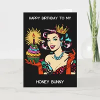 Happy Birthday Honey Bunny | Retro Lady  Card