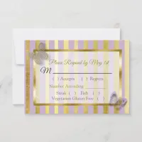 Purple and Gold  Butterfly Wedding RSVP card