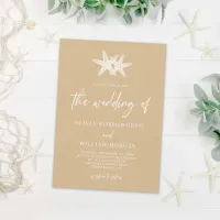 Modern Starfish Beach Sand Beige Script Wedding Invitation