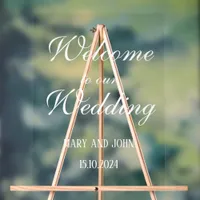 calligraphy white Modern script wedding welcome Acrylic Sign