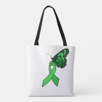 Lyme Disease Awareness Ribbon and Butterfly Tote Bag
