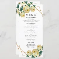 Elegant Gold Geometric Yellow Floral Boho Wedding Menu