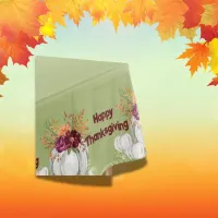 Simple White Pumpkin & Floral Thanksgiving Small Tablecloth