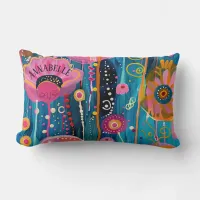 Pink Whimsy Girl Flower Throw Pillow