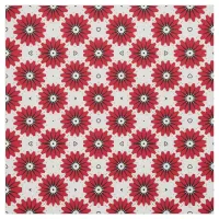 Red & White Organized Floral Geometric Pattern Fabric